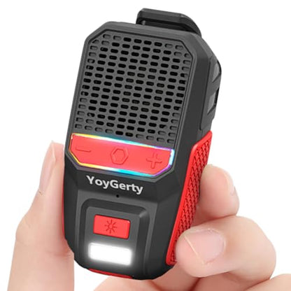 2026 Upgrade Wearable Bluetooth 5.4 Speaker, IPX6 Waterproof Clip on Wireless Speakers, Portable Speaker with RGB Lights and Flash, Built-in Mic,15H Playtime for Cycling/Home/Party/Beach/Outdoor(Red) - color: Black Red