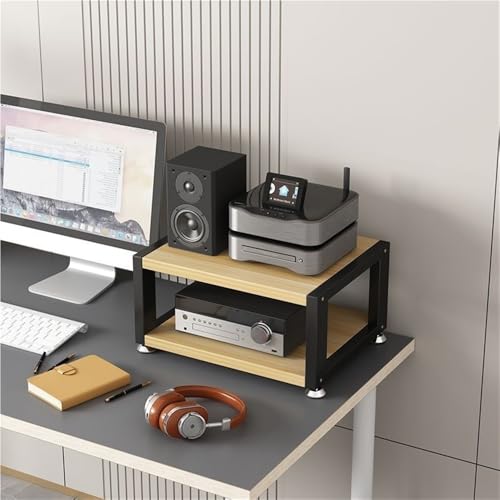 Compact Desktop Audio Rack for Amplifiers, Turntables, DVD Players, Game Consoles, Cable Boxes, Open AV Media Stand, Stereo Cabinet for Computer Desk(Small) - size: Small