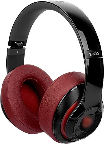 Replacement Ear Pads Cushions for Beats Studio 2 & Studio 3 Wired & Wireless Headphones, Earpads with Soft Protein Leather, Noise Isolation Memory Foam, Added Thickness - Burgundy - color: Burgundy