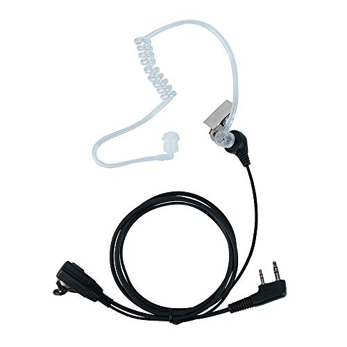 Caroo 2-Pin Acoustic Tube Earpiece Compatible with TK-3107 UV-5R 2-Pack | PTT Mic, Comfort, Hands-Free, Lightweight, Covert, Surveillance Headset, Kenwood Baofeng BF-888S UV-82 TK-2107 TK-3207