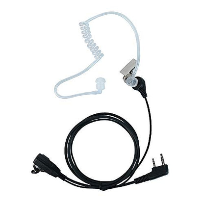 Caroo 2-Pin Acoustic Tube Earpiece Compatible with TK-3107 UV-5R 2-Pack | PTT Mic, Comfort, Hands-Free, Lightweight, Covert, Surveillance Headset, Kenwood Baofeng BF-888S UV-82 TK-2107 TK-3207
