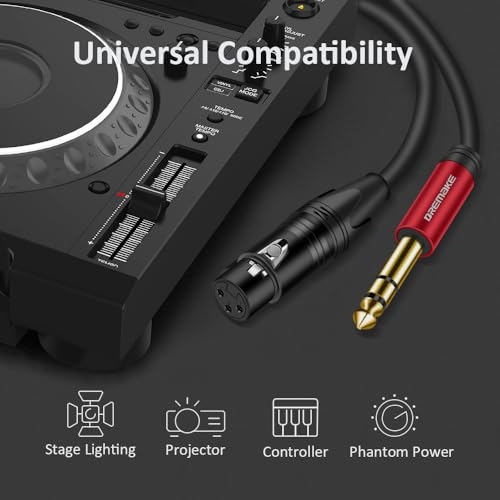 Balanced XLR to 1/4 Audio Cable, 25FT Jack 6.35mm (1/4 inch) TRS Male to XLR Female Signal Interconnect Mic Cable for Mixer, Audio Sound Consoles, Power Amplifier - Red - color: Red, size: 25FT/7.5M