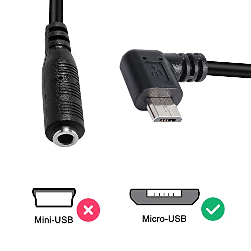 MEIRIYFA Micro USB Male to AUX 3.5mm Audio Cable Cord Right Angled | 1/8" 4 Pole TRRS Female to Micro USB 5pin Male Adapter for Headset Active Clip Mic Microphone 2Pack- 15cm