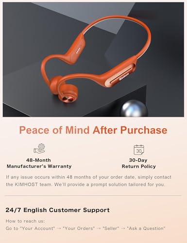 Bone Conduction Headphones, Open Ear Headphones with MP3 Mode 32GB, 10Hrs Playtime IP68 Waterproof Swimming Headphones Secure Fit for Running, Cycling, Work, Gift（Orange）