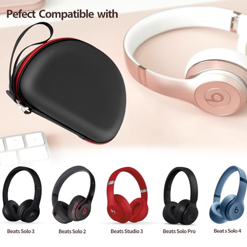 Hard Shell Travel Case Compatible with Beats Studio Pro/Studio3/Solo4/Solo3/ Solo 2 Bluetooth On-Ear Headphones (Black) - color: BLACK