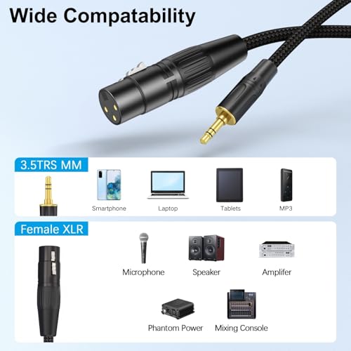 HOSONGIN XLR Female to 3.5mm TRS Male Unbalanced Cable, 10FT - size: 10 Feet