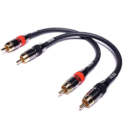 CNCESS CESS-163-2f Heavy Duty Low Noise 12AWG Premium RCA Audio Patch Cable (2 Feet) - size: 24 inches