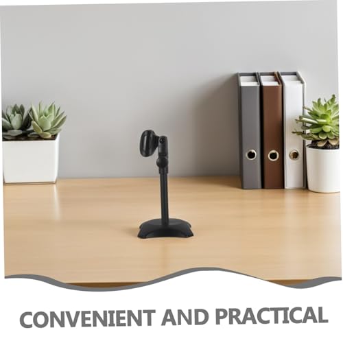 Alasum Microphone Base Stand with Mic Heavy-duty and Desktop Adjustable round Iron, Abs Material Holder Compatible with Heavyweight Handheld Microphones for Tabletop Interviews