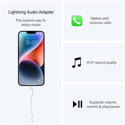 Lightning to 3.5mm Headphone Adapter for iPhone - 100 Pack Hi-Fi iPhone Aux Adapter Converter Jack Dongle Audio Cord for Apple iPhone 14 13 12 11 X XS White - with Microphone - size: 100-Pack Standard Lightning