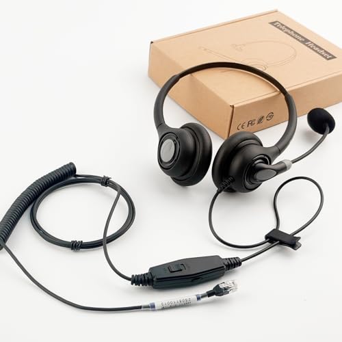 Arama Telephone Headsets for Yealink Phones RJ602Y RJ9 Office Wired Headset with Mic Noise Canceling Compatible with Yealink VoIP Phone T54W T46U T33G Poly Snom Grandstream Phones Desk Landline - size: Dual-A602Y