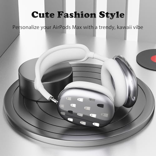 for AirPods Max Headphones Halloween Ear Covers for AirPods Max 2 | Cute Ghost Clear Ear Cups Cover | White Silicone Ear Pad Case Headband Cover for Apple AirPods Max 2/1 (2026/2024/2020) - color: Ghost D/White