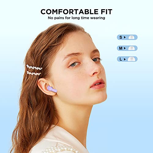 HTC True Wireless Earbuds 1 Bluetooth 5.3 Earphones, in-Ear Headphone ENC Noise Cancellation with Transparent Charging Case, 32-Hour Playtime/Built-in Mic/Touch Control -Crystal Purple - color: Purple