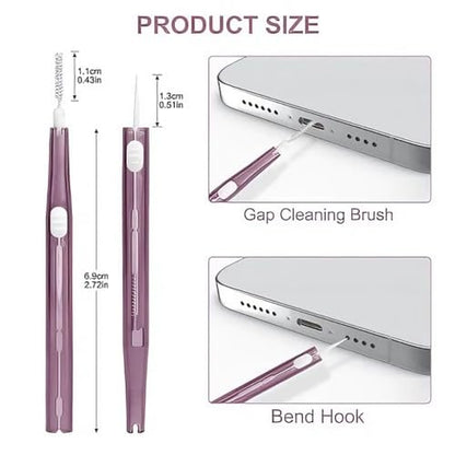5Pcs Cleaning Kit Dual Side Multifunction Tools for iPhone 17 Pro - Purple | Anti-Clogging Mini Brushes Cleaner for Phone Camera Lens, Speaker and Receiver, Dual Side Multifunctional Cleaning Tool