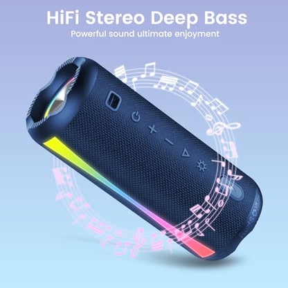 Bluetooth Speaker Wireless, 2026 Bluetooth Wireless Speaker 5.4 with 30H Playtime Deep Bass, IPX7 Waterproof, TWS Pairing, Portable Speaker for Birthday Gift - color: Blue