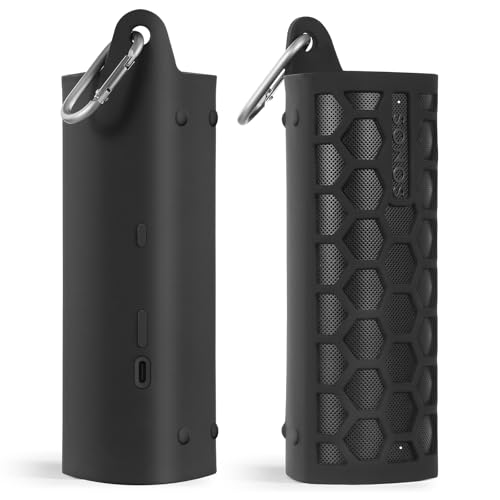 Protective Cover Carrying Silicone Case for Sonos Roam 2 / Sonos Roam, Speaker Pouch Sleeve Protector Cover Travelling Case for Wireless Bluetooth Speaker (Black)