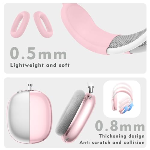 for AirPods Max case Cover,Anti-Scratch Ear Pad Case Cover/Ear Cups Cover/Headband Cover for AirPods Max. Clear Soft TPU and Silicone,Skin Scratch Proof. - color: 3PC-Baby Pink