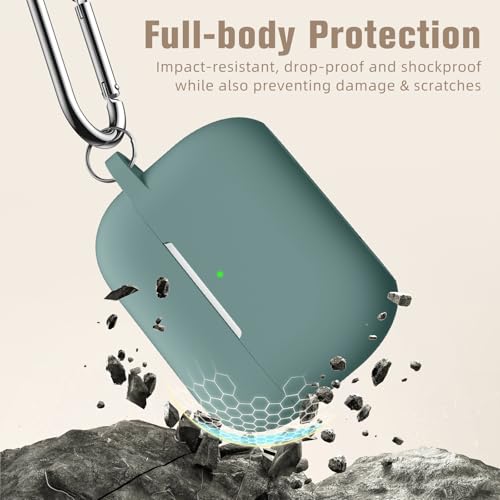 Hamile Compatible with AirPods Pro Case Protective Silicone Airpod Case Shockproof Cover Skin for Apple Airpod Pro 2019 Charging Case, with Keychain, Midnight Green - color: Midnight Green