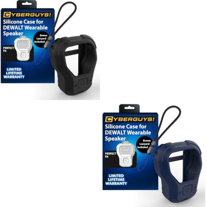 CYBERGUYS 2-Pack Silicone Case for DEWALT Speaker, Navy & Black | Shockproof Non-Slip Protective Sleeve with Lanyards, Lightweight Easy-to-Install Design for DEWALT Wearable Bluetooth Speaker
