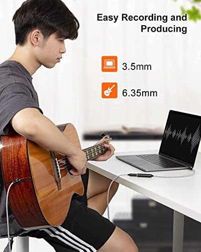 CableCreation 1/4 to 1/8 Headphone Aux Adapter 0.3m, TRS Audio Adapter | TRS 6.35mm to 3.5mm Audio Cable for Amplifier, Guitar, Headphone, Home Theater Devices, Laptop, PCs, Phone - size: 0.3 Meter
