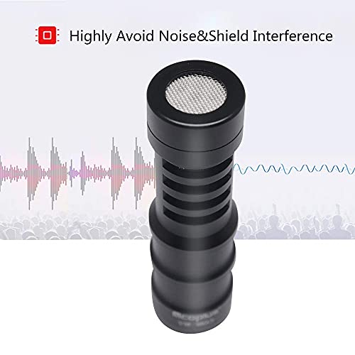 VM-M03 Metal Shotgun Video Microphone Compact On-Camera Cardioid Directional Condenser Mini Recording Mic with Deadcat Windscreen for Smartphone DSLR Cameras and Camcorders Mac Tablet
