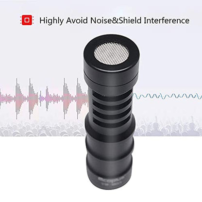 VM-M03 Metal Shotgun Video Microphone Compact On-Camera Cardioid Directional Condenser Mini Recording Mic with Deadcat Windscreen for Smartphone DSLR Cameras and Camcorders Mac Tablet