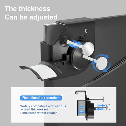 Headphone Holder for Screen (black) | Plastic Headphone Stand, Headset Stand Suitable for AirPods Max, Sony, Bose, Beats and More - color: black