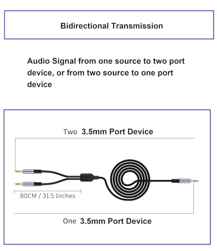 1/8" TRS Stereo Splitter Cable for Headphone, PC Laptop, Perfect for Switching or Two Sets of Speakers (1/8" TRS Stereo Male to Dual Male, 10FT-Splitter 80cm) - size: 10FT-Splitter 80cm, style: 1/8" TRS Stereo Male to Dual Male