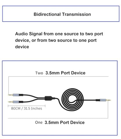 1/8" TRS Stereo Splitter Cable for Headphone, PC Laptop, Perfect for Switching or Two Sets of Speakers (1/8" TRS Stereo Male to Dual Male, 10FT-Splitter 80cm) - size: 10FT-Splitter 80cm, style: 1/8" TRS Stereo Male to Dual Male
