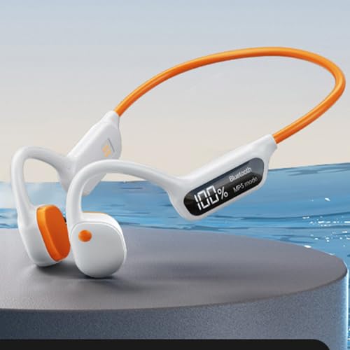 IHAO Swimming Headphones True Bone Conduction Open Ear Headset MP3 Player Built-in 32G Memory IP68 Underwater Waterproof Stereo Bluetooth Earphone for Driving Bicycling Running Skiing-X10 White - color: X10 White