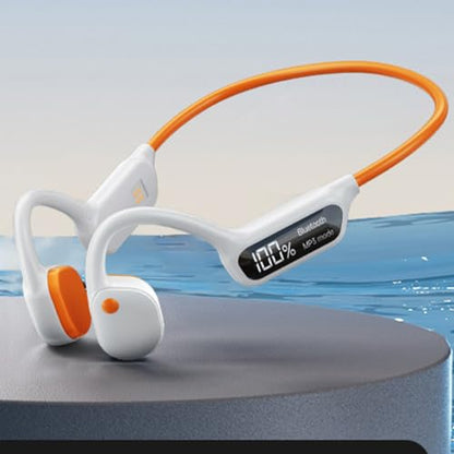 IHAO Swimming Headphones True Bone Conduction Open Ear Headset MP3 Player Built-in 32G Memory IP68 Underwater Waterproof Stereo Bluetooth Earphone for Driving Bicycling Running Skiing-X10 White - color: X10 White