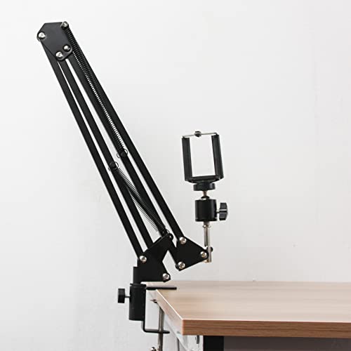 PATIKIL 0.47" Hole Dia. Desk Clamp, 2 Pcs Aluminum Alloy Bracket Universal Adjustable C-Clamp Mount Holder for Microphone Mic Arm Table Lamp Stand, Black - color: Black