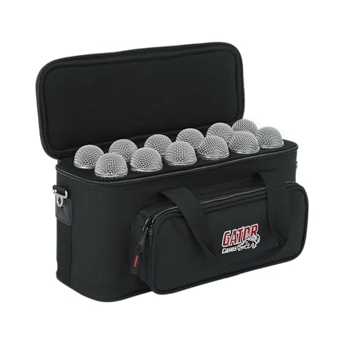 Gator Cases GM-12B Carry Bag with Foam Drops for Up to 12 Wired Microphones - size: (12) Wired Microphones (Nylon), style: (12) Wired Microphones (Nylon)
