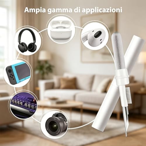 2-Pack Cleaning Brush Pen Set for Earbuds and Phones, Plastic Compact Cleaner Tool with Metal Tip (Black,White) - color: White + Black