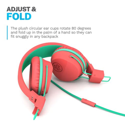 JLab JBuddies Studio on-Ear Kids Wired Headphones with mic, Volume Limiter, Foldable, Adjustable, Each - color: Peach, size: Headphones