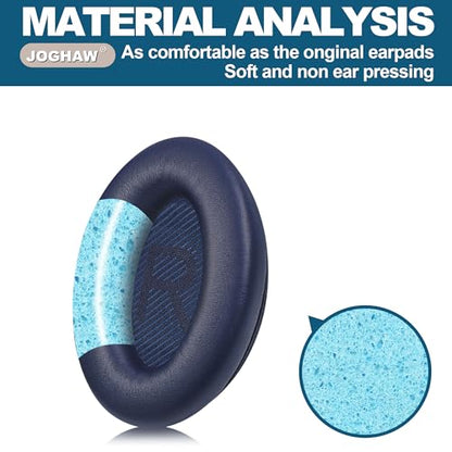 Headphones Replacement Ear Pads, Protein Leather earpad Cushions for Bose Quiet Comfort QC35 Headphones, Replacement Earpads, Softer Memory Foam - Navy Blue - color: Blue