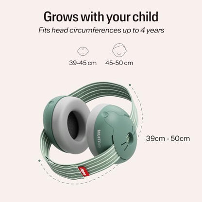 Alpine Muffy Baby Ear Muffs Noise Protection | Toddler Ear Protection | For babies up to 4 years | 24dB Sound Reduction | Baby Hearing Protection | Noise Reduction | Baby Essentials New Mom Gifts - color: Sage