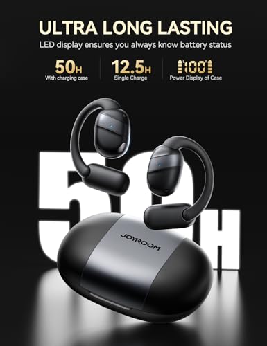 JOYROOM Open-Ear Wireless Earbuds Bluetooth 5.4 Headphones Sport IPX4 Waterproof Ear Buds for During Running/Workout Black