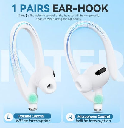 Mooyavia Ultra Strong Magnetic Anti-Lost Strap for AirPods Pro, 5 Pack | Compatible with AirPods Pro 3/2/1 & AirPods 4/3/2/1,Soft Silicone Sport Neck Lanyard,with 1 Pairs Anti Lost Earhook - color: A4-black+white+red+grey+blue