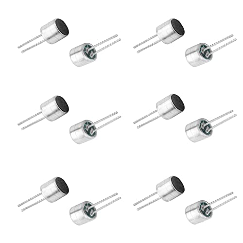 20Pcs 50DB Cylindrical Electret Condenser Microphone Pickup, 6mm x 5mm | Electret Condenser Mic with 2 Pin for Arduino, PCB Sound Recording