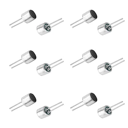 20Pcs 50DB Cylindrical Electret Condenser Microphone Pickup, 6mm x 5mm | Electret Condenser Mic with 2 Pin for Arduino, PCB Sound Recording
