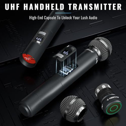 Phenyx Pro UHF Metal Dynamic Handheld Mic for PTU Systems PWH-7 | Selectable Frequencies, PTU-71/PTU-7000/PTU-6000 Compatible, Stage Vocals, Karaoke