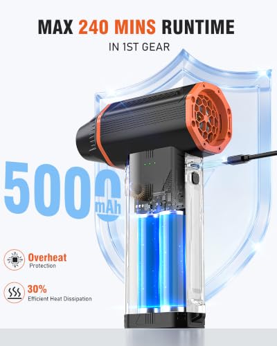 Electric Air Duster, 110000 RPM Cordless Rechargeable Compressed Air Duster with 3 Speed Modes, Portable Handheld Air Blower for Computer Cleaning, Keyboard, PC, Electronics, Car, Office & Home