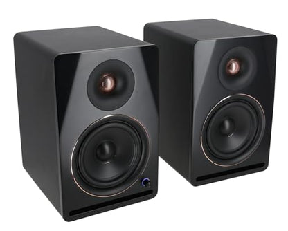 Rockville APM8B V2 Black 8" Powered Studio Monitor Pair with DMS75 Stands | 500W Peak / 160W RMS, Bluetooth 5.3, XLR/TRS/RCA/USB/3.5mm Inputs, RCA Output, Desk Clamp with 15 Degree Tilt, 4-items