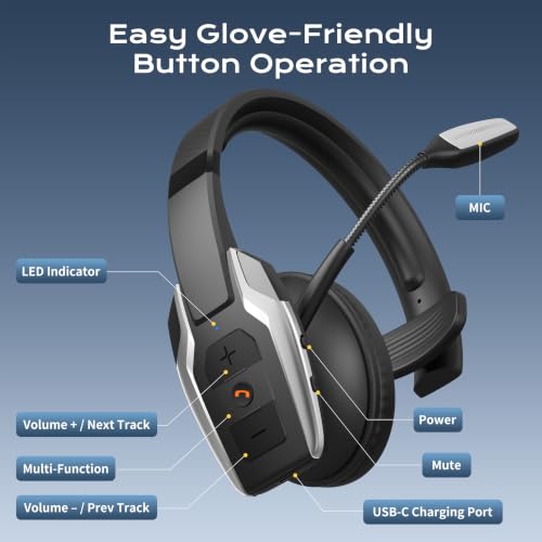 Trucker Bluetooth Headset，Single-Ear Headphone for PC,Call Centre - color: Silver