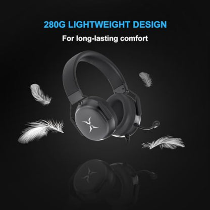 FOXXRAY BA-68 Gaming Headset for PC, PS4, PS5, Xbox, Lightweight Over-Ear Headphone with mic, 50MM Dynamic Drivers, 3.5mm Audio Jack, Soft Memory Foam Cushion, Removable Microphone