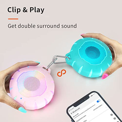 HEYSONG Waterproof Shower Bluetooth Speaker, Durable & Portable with Clear Sound, Ideal for Shower, Pool, Beach & Kayaking – Great Gifts for Girls, Women - color: Pink