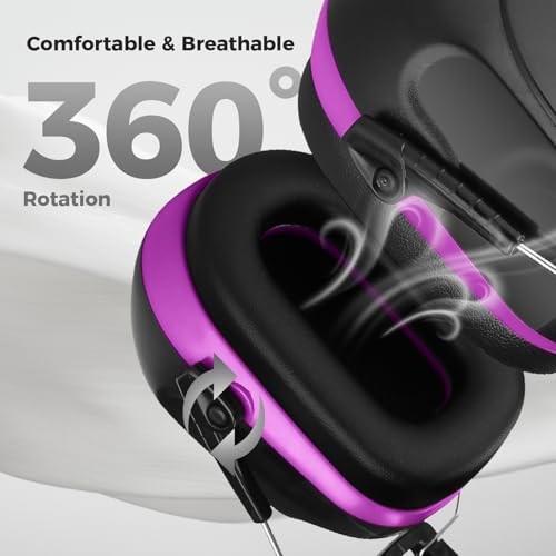 ProCase NRR 28dB Noise Reduction Ear Muffs, Foldable Adjustable Noise Cancelling Headphones - color: 1 - Purple