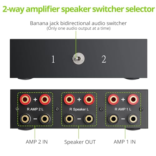 LiNKFOR 2-Way Speaker Switcher, Bidirectional 2 in 1 Out / 1 in 2 Out
