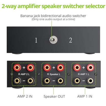 LiNKFOR 2-Way Speaker Switcher, Bidirectional 2 in 1 Out / 1 in 2 Out
