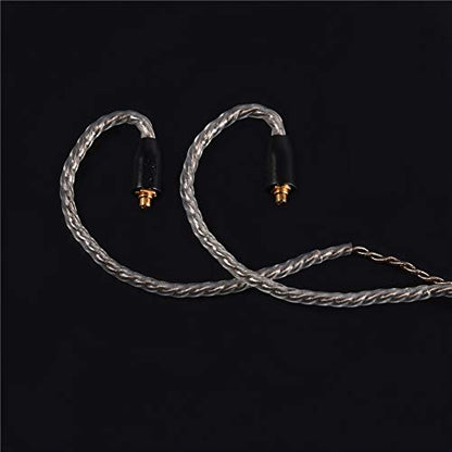 MMCX Connector Silver Plated Pure Copper Earphone Cable for SE215 SE535 SE846, Replacement Detachable Headphone Cable with 3.5mm Plug for High - Fidelity Audio (Black Straight) - size: black straight